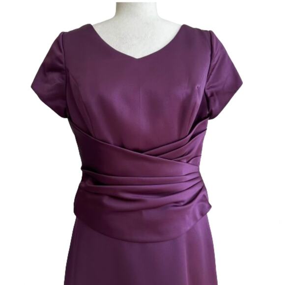 Bonny Purple Short Sleeve Ruched Waist Formal Cocktail Party Maxi Dress Size 14 - Picture 3 of 13